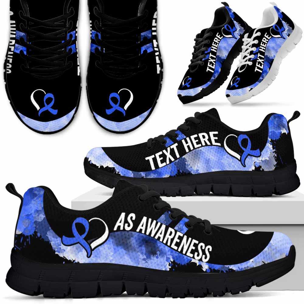 SS-U-Awareness-Watercolor01NaSportline9-AnSpon-3@undefined-Ankylosing Spondylitis Awareness Ribbon Watercolor Sneakers Gym Running Shoes. Survivor Fighter Custom Gift.