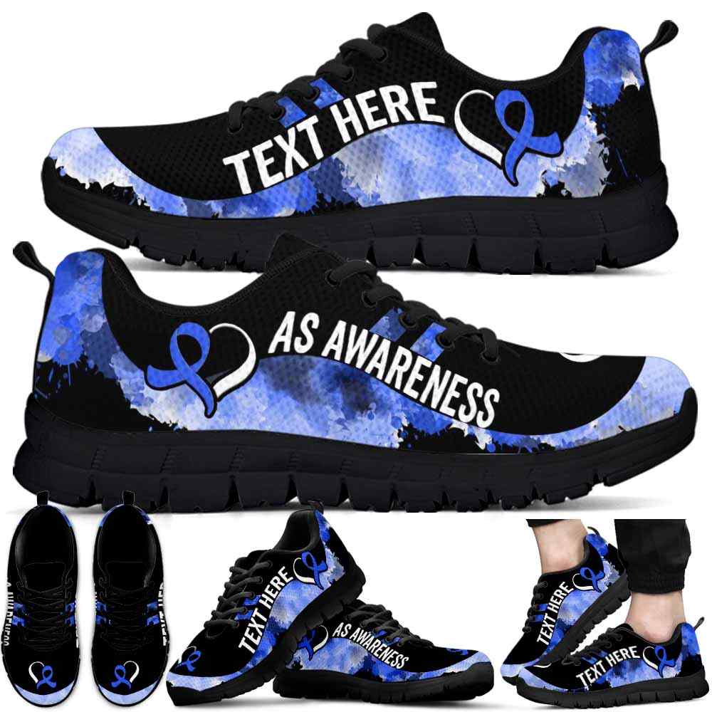 SS-U-Awareness-Watercolor01NaSportline9-AnSpon-3@undefined-Ankylosing Spondylitis Awareness Ribbon Watercolor Sneakers Gym Running Shoes. Survivor Fighter Custom Gift.