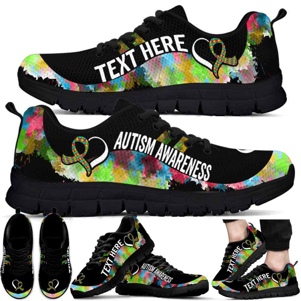 SS-U-Awareness-Watercolor01NaSportline9-Autism-5@undefined-Autism Awareness Ribbon Watercolor Sneakers Gym Running Shoes. Survivor Fighter Custom Gift.