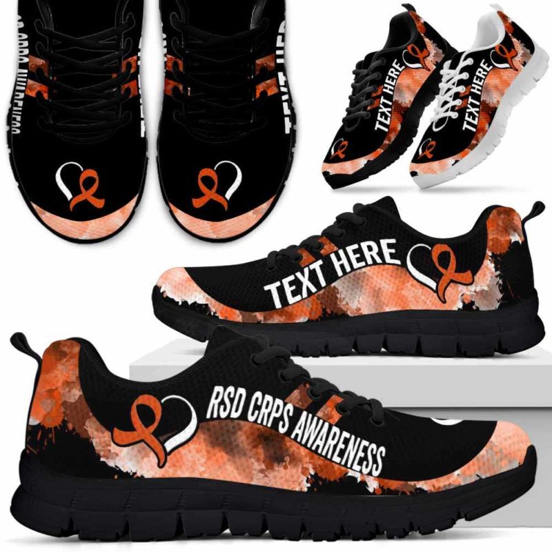 SS-U-Awareness-Watercolor01NaSportline9-CRSP-36@undefined-Rsd Crps Complex Regional Pain Syndrome Awareness Ribbon Watercolor Sneakers Gym Running Shoes. Survivor Fighter Custom Gift.