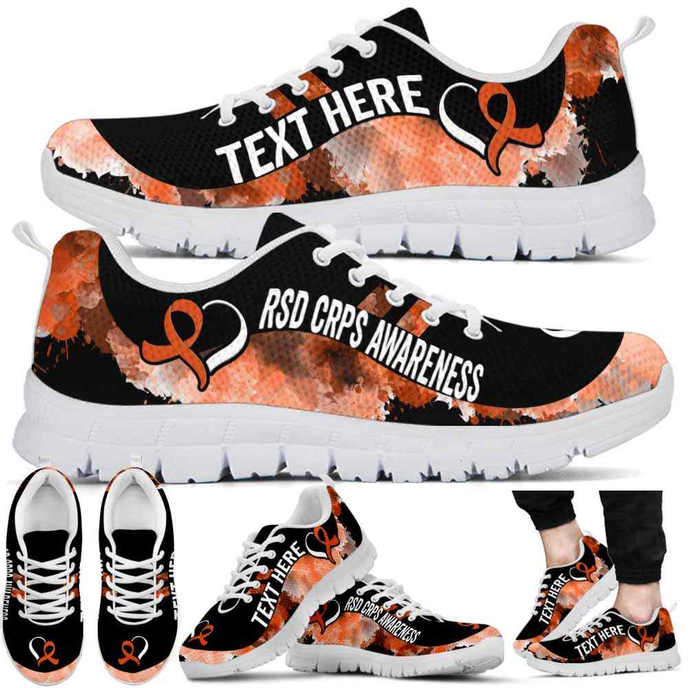 SS-U-Awareness-Watercolor01NaSportline9-CRSP-36@undefined-Rsd Crps Complex Regional Pain Syndrome Awareness Ribbon Watercolor Sneakers Gym Running Shoes. Survivor Fighter Custom Gift.