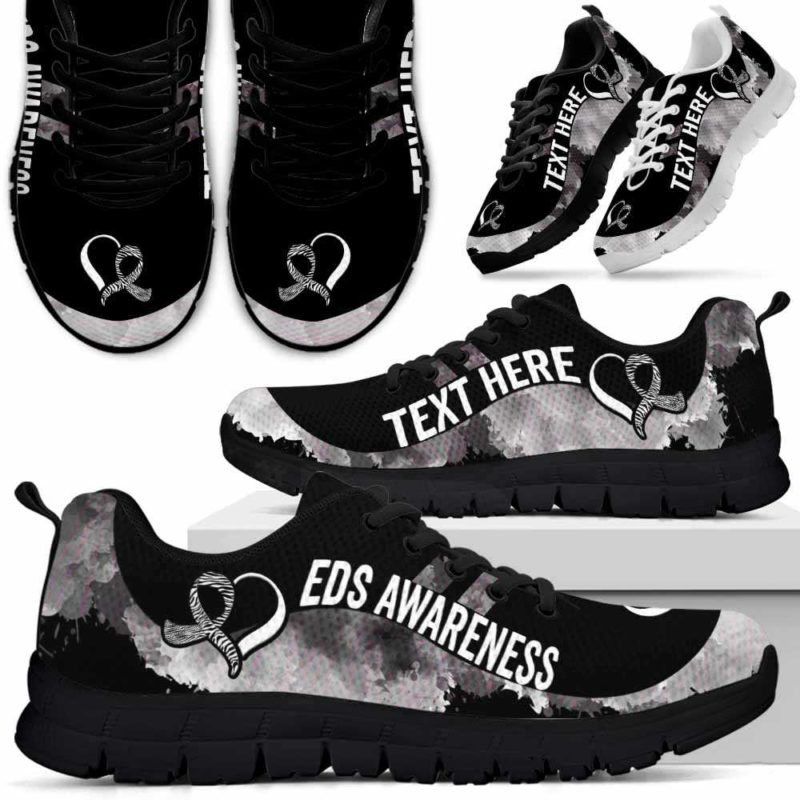 SS-U-Awareness-Watercolor01NaSportline9-EDS-19@undefined-Eds Ehlers Danlos Syndrom Awareness Ribbon Watercolor Sneakers Gym Running Shoes. Survivor Fighter Custom Gift.