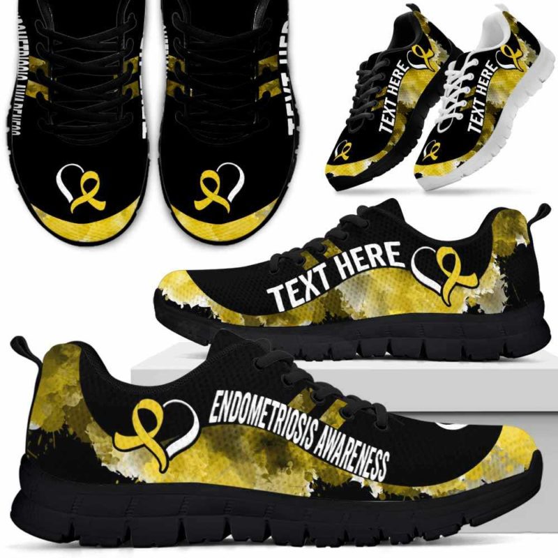 SS-U-Awareness-Watercolor01NaSportline9-Endome-20@undefined-Endometriosis Awareness Ribbon Watercolor Sneakers Gym Running Shoes. Survivor Fighter Custom Gift.