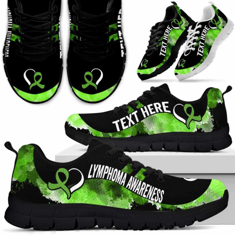 SS-U-Awareness-Watercolor01NaSportline9-Lympho-30@undefined-Lymphoma Non-Hodgkin Lymphoma Awareness Ribbon Watercolor Sneakers Gym Running Shoes. Survivor Fighter Custom Gift.