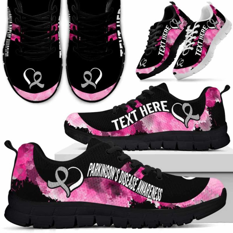 SS-U-Awareness-Watercolor01NaSportline9-Parkin-32@undefined-Parkinson'S Disease Awareness Ribbon Watercolor Sneakers Gym Running Shoes. Survivor Fighter Custom Gift.