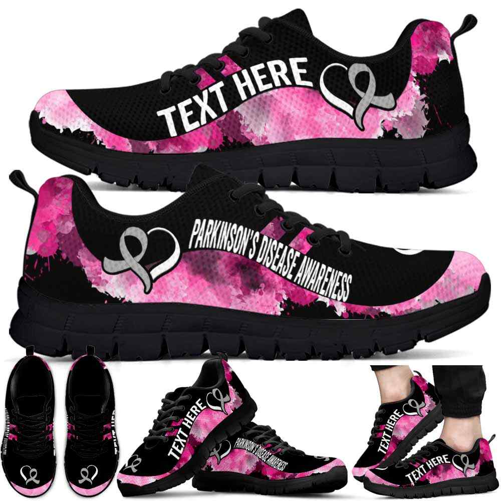 SS-U-Awareness-Watercolor01NaSportline9-Parkin-32@undefined-Parkinson'S Disease Awareness Ribbon Watercolor Sneakers Gym Running Shoes. Survivor Fighter Custom Gift.