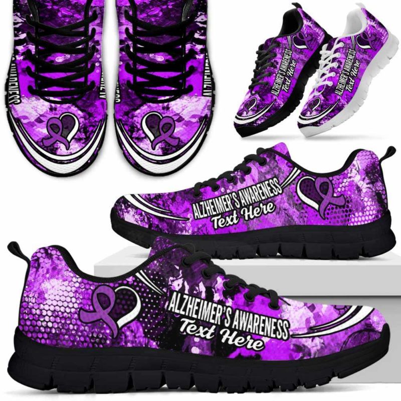 SS-U-Awareness-Watercolor02NaSportline10a-Alzhei-2@undefined-Alzheimer'S Awareness Ribbon Watercolor Sneakers Gym Running Shoes. Survivor Fighter Custom Gift.