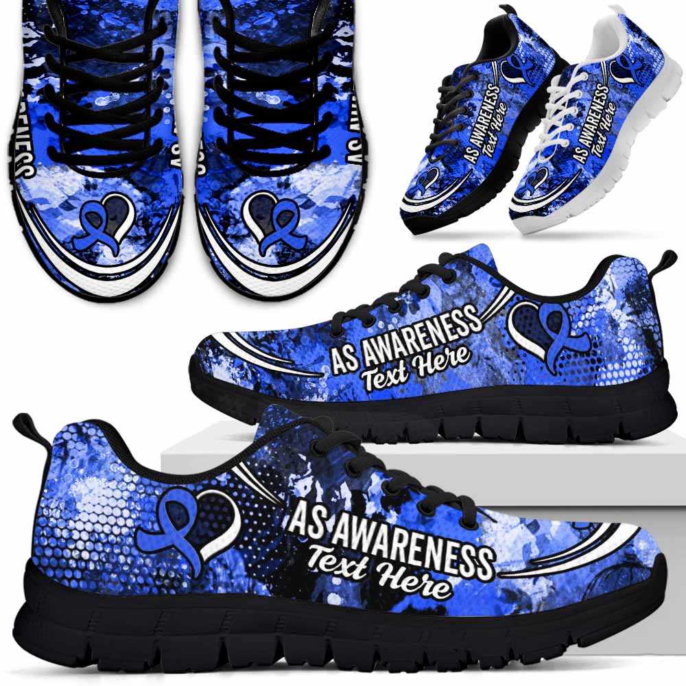 SS-U-Awareness-Watercolor02NaSportline10a-AnSpon-3@undefined-Ankylosing Spondylitis Awareness Ribbon Watercolor Sneakers Gym Running Shoes. Survivor Fighter Custom Gift.