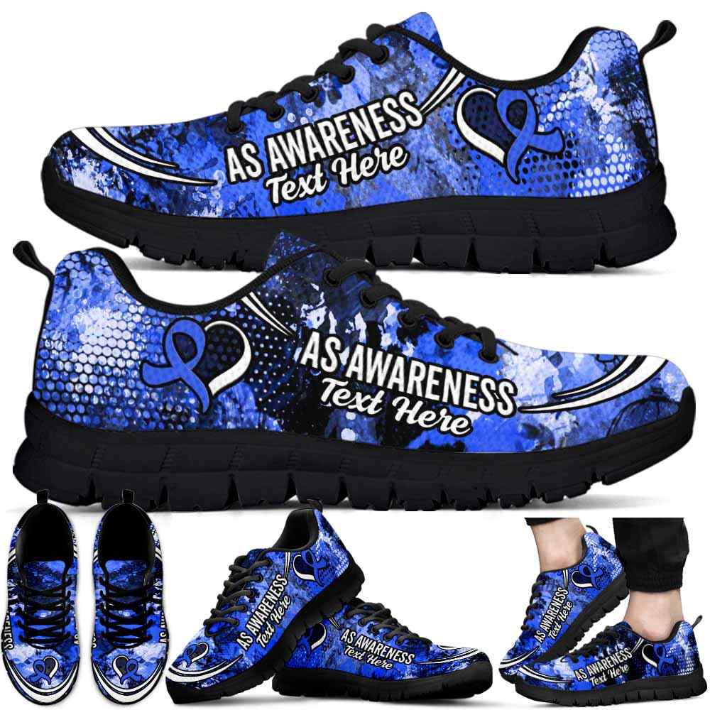 SS-U-Awareness-Watercolor02NaSportline10a-AnSpon-3@undefined-Ankylosing Spondylitis Awareness Ribbon Watercolor Sneakers Gym Running Shoes. Survivor Fighter Custom Gift.