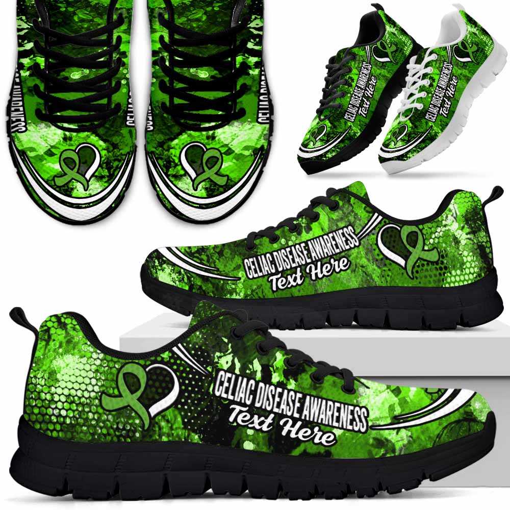 SS-U-Awareness-Watercolor02NaSportline10a-CelDis-10@undefined-Celiac Disease Awareness Ribbon Watercolor Sneakers Gym Running Shoes. Survivor Fighter Custom Gift.