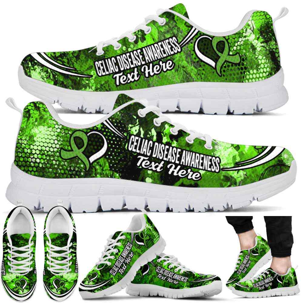 SS-U-Awareness-Watercolor02NaSportline10a-CelDis-10@undefined-Celiac Disease Awareness Ribbon Watercolor Sneakers Gym Running Shoes. Survivor Fighter Custom Gift.