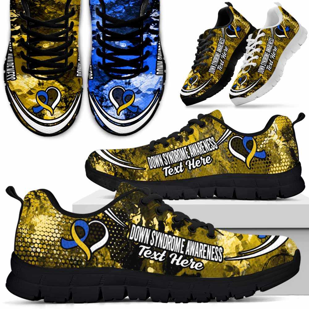 SS-U-Awareness-Watercolor02NaSportline10a-DowSyn-17@undefined-Down Syndrome Awareness Ribbon Watercolor Sneakers Gym Running Shoes. Survivor Fighter Custom Gift.