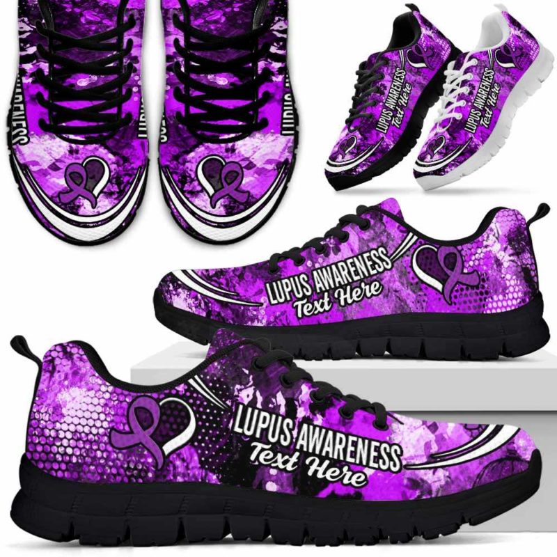 SS-U-Awareness-Watercolor02NaSportline10a-Lupus-26@undefined-Lupus Awareness Ribbon Watercolor Sneakers Gym Running Shoes. Survivor Fighter Custom Gift.