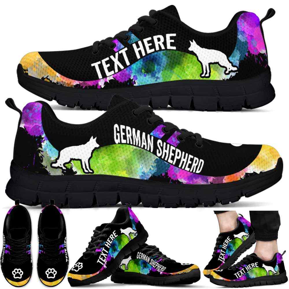 SS-U-Dog-Watercolor01NaSportline9-GerShe-12@undefined-German Shepherd Dog Lovers Watercolor Sneakers Gym Running Shoes Gift Women Men. Dog Mom Dog Dad Custom Shoes.
