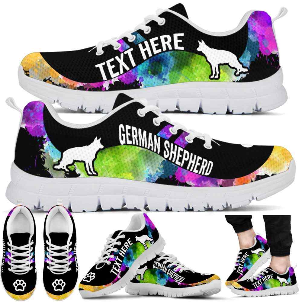 SS-U-Dog-Watercolor01NaSportline9-GerShe-12@undefined-German Shepherd Dog Lovers Watercolor Sneakers Gym Running Shoes Gift Women Men. Dog Mom Dog Dad Custom Shoes.