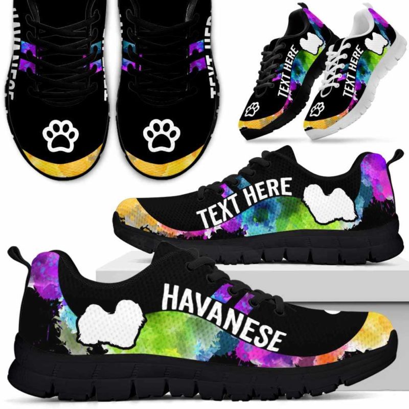 SS-U-Dog-Watercolor01NaSportline9-Hava-14@undefined-Havanese Dog Lovers Watercolor Sneakers Gym Running Shoes Gift Women Men. Dog Mom Dog Dad Custom Shoes.