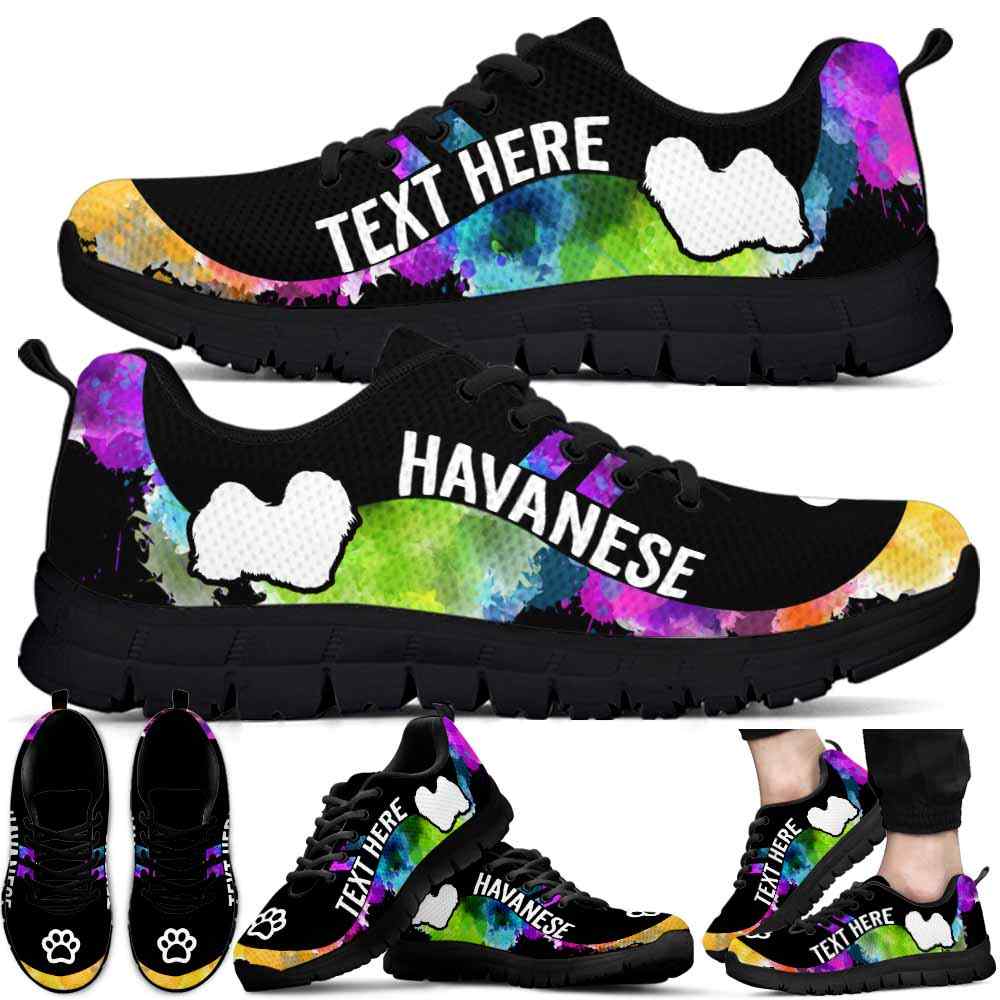 SS-U-Dog-Watercolor01NaSportline9-Hava-14@undefined-Havanese Dog Lovers Watercolor Sneakers Gym Running Shoes Gift Women Men. Dog Mom Dog Dad Custom Shoes.