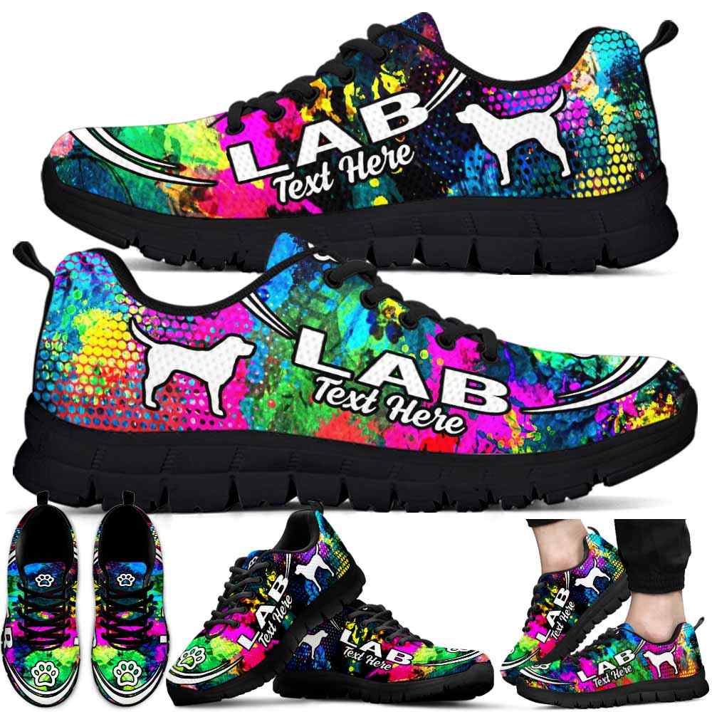 SS-U-Dog-Watercolor02NaSportline10a-Lab-17@undefined-Lab Dog Lovers Watercolor Sneakers Gym Running Shoes Gift Women Men. Dog Mom Dog Dad Custom Shoes. Labrador Retriever