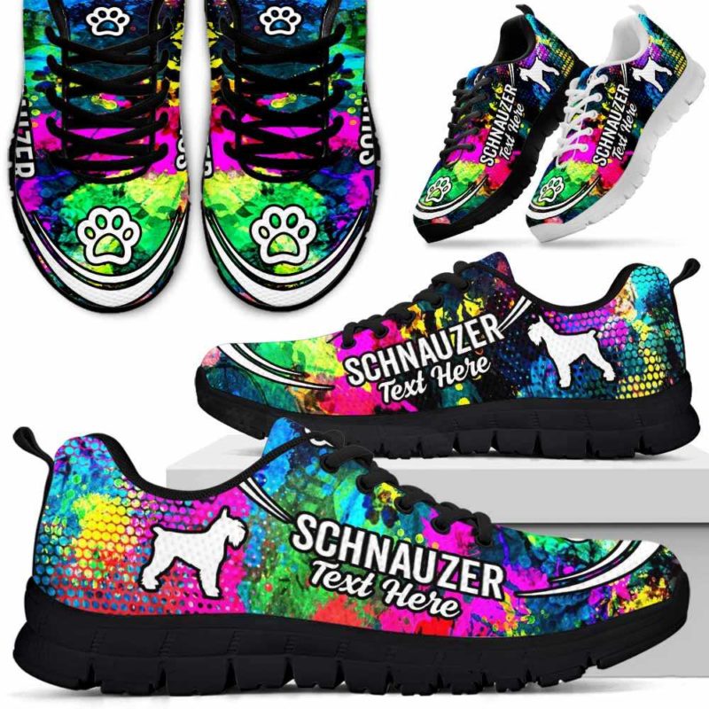 SS-U-Dog-Watercolor02NaSportline10a-Schzer-21@undefined-Schnauzer Dog Lovers Watercolor Sneakers Gym Running Shoes Gift Women Men. Dog Mom Dog Dad Custom Shoes.