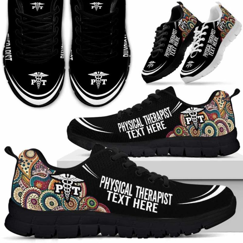 SS-U-Nurse-Mandala02NaSportline10-PhyThe-20@undefined-Physical Therapist Mandala Sneakers Gym Running Shoes Gift Women Men. Custom Shoes.