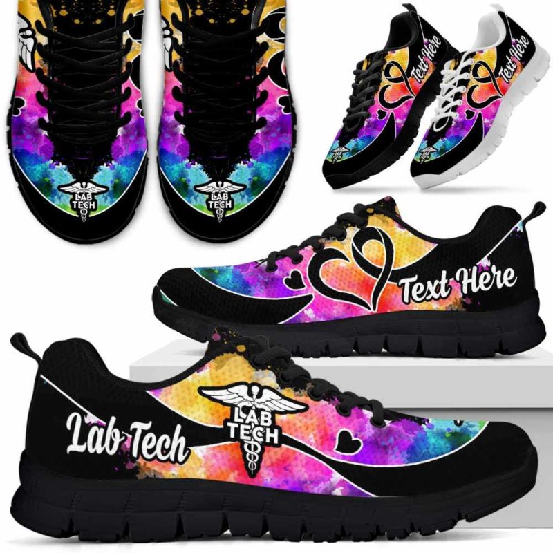 SS-U-Nurse-WaterColorNa011-LabTec-6@undefined-Lab Tech Medical Laboratory Technician Watercolor Sneakers Gym Running Shoes Gift Women Men. Custom Shoes.