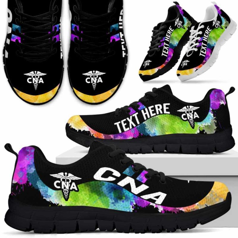 SS-U-Nurse-Watercolor01NaSportline9-CNA-0@undefined-Cna Nursing Assistant Watercolor Sneakers Gym Running Shoes Gift Women Men. Custom Shoes.