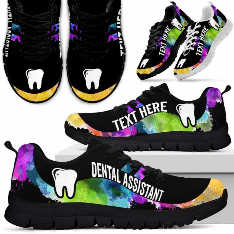 SS-U-Nurse-Watercolor01NaSportline9-DenAss-1@undefined-Dental Assistant Watercolor Sneakers Gym Running Shoes Gift Women Men. Custom Shoes.