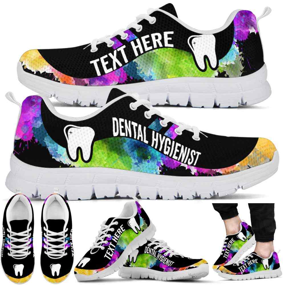 SS-U-Nurse-Watercolor01NaSportline9-DenHyg-2@undefined-Dental Hygienist Watercolor Sneakers Gym Running Shoes Gift Women Men. Custom Shoes.