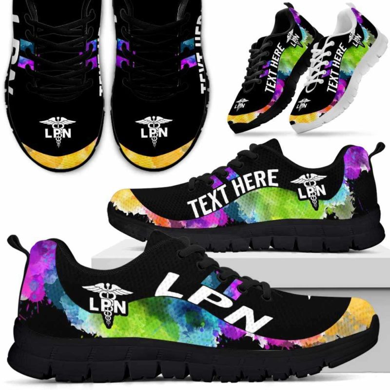 SS-U-Nurse-Watercolor01NaSportline9-LPN-7@undefined-Lpn Licensed Practical Nurse Watercolor Sneakers Gym Running Shoes Gift Women Men. Custom Shoes.
