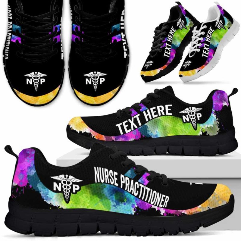 SS-U-Nurse-Watercolor01NaSportline9-NurPra-13@undefined-Nurse Practitioner Watercolor Sneakers Gym Running Shoes Gift Women Men. Custom Shoes.