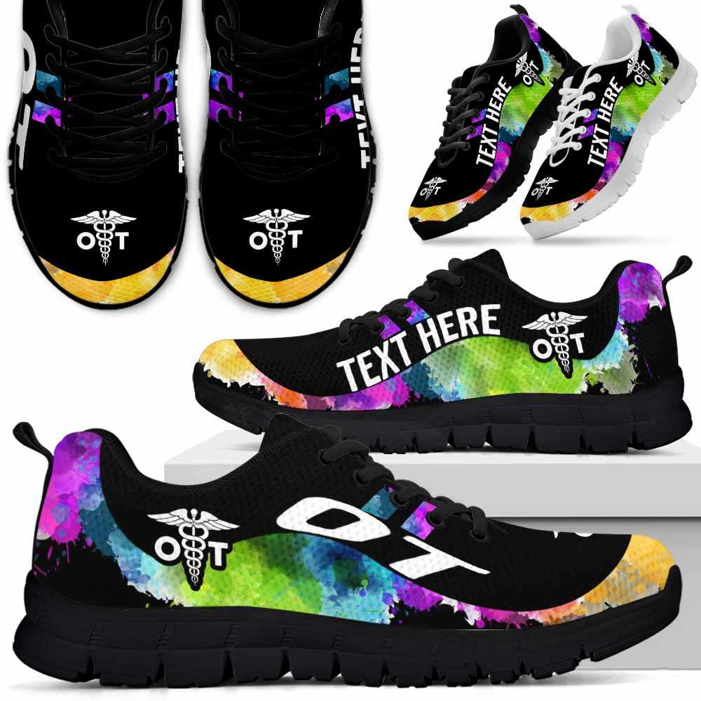 SS-U-Nurse-Watercolor01NaSportline9-OT-15@undefined-Ot Occupational Therapist Watercolor Sneakers Gym Running Shoes Gift Women Men. Custom Shoes.