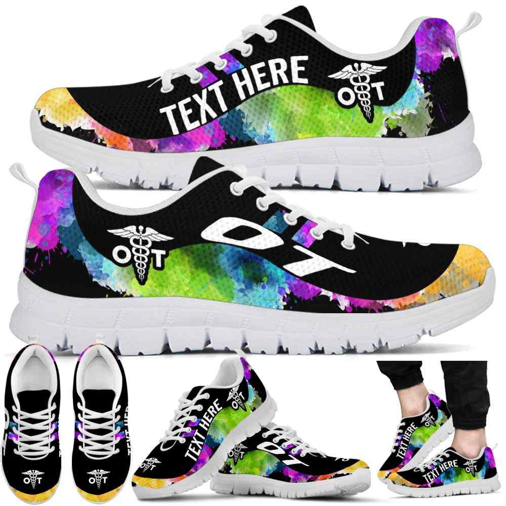SS-U-Nurse-Watercolor01NaSportline9-OT-15@undefined-Ot Occupational Therapist Watercolor Sneakers Gym Running Shoes Gift Women Men. Custom Shoes.