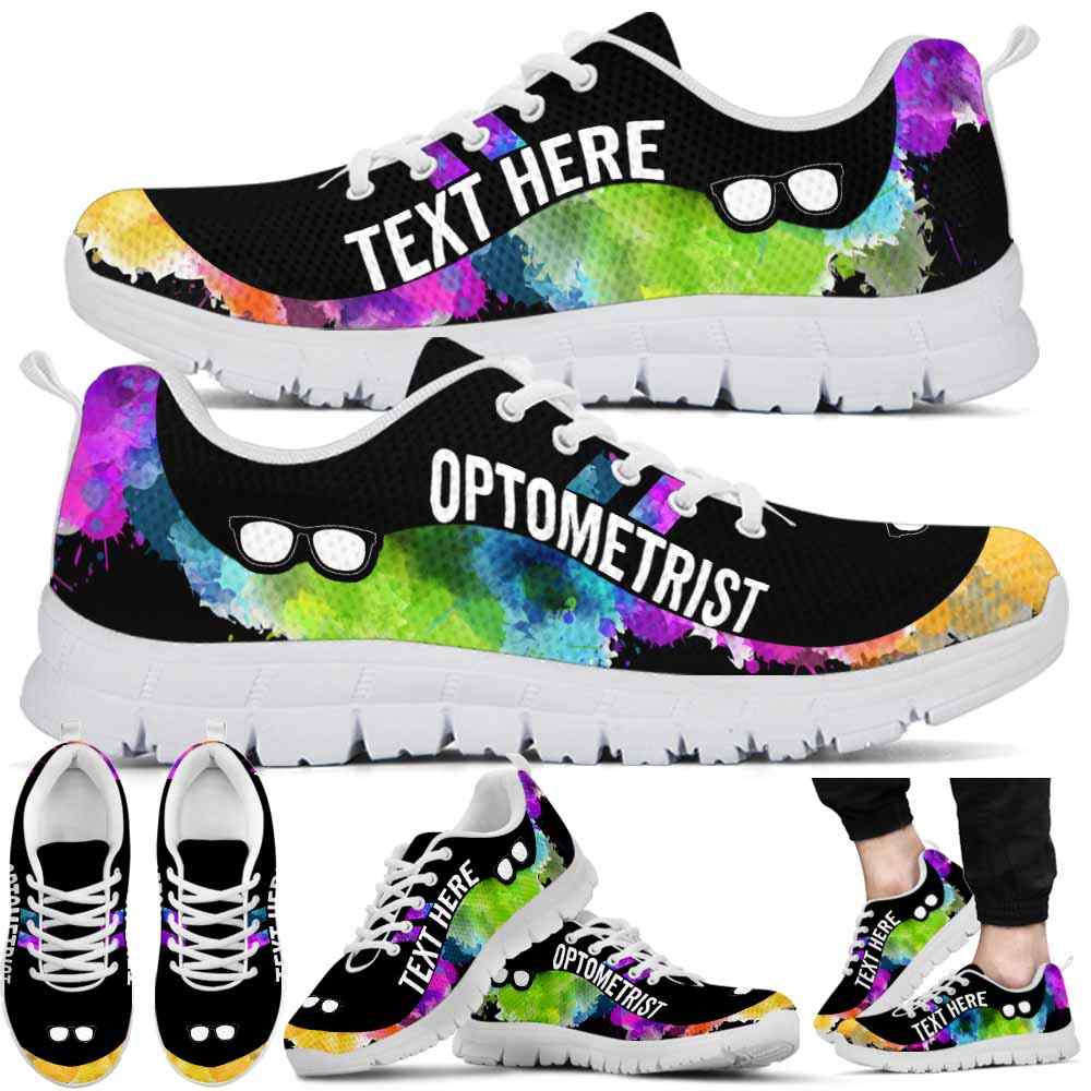 SS-U-Nurse-Watercolor01NaSportline9-Optom-14@undefined-Optometrist Watercolor Sneakers Gym Running Shoes Gift Women Men. Custom Shoes.
