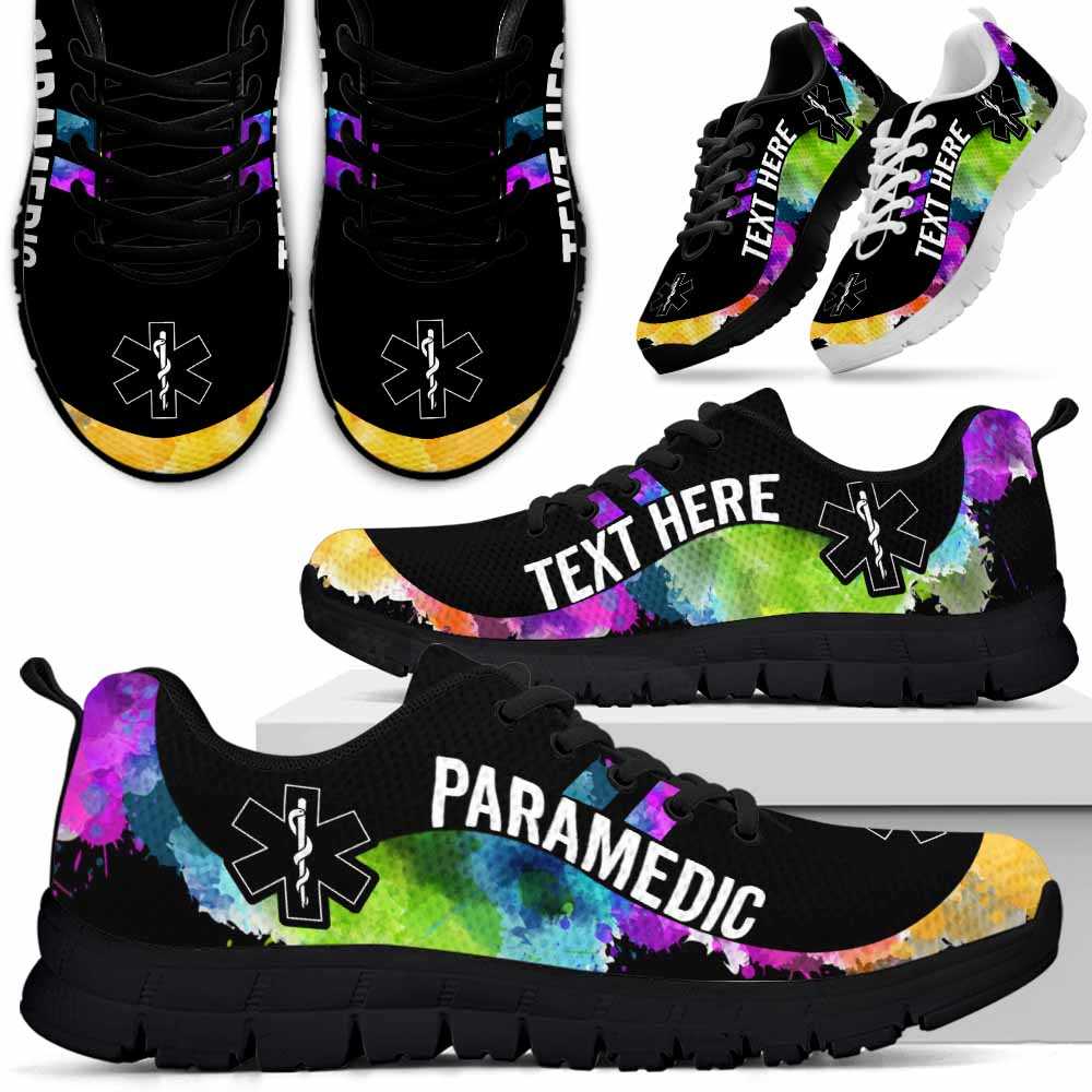 SS-U-Nurse-Watercolor01NaSportline9-Pardic-16@undefined-Paramedic Watercolor Sneakers Gym Running Shoes Gift Women Men. Custom Shoes.