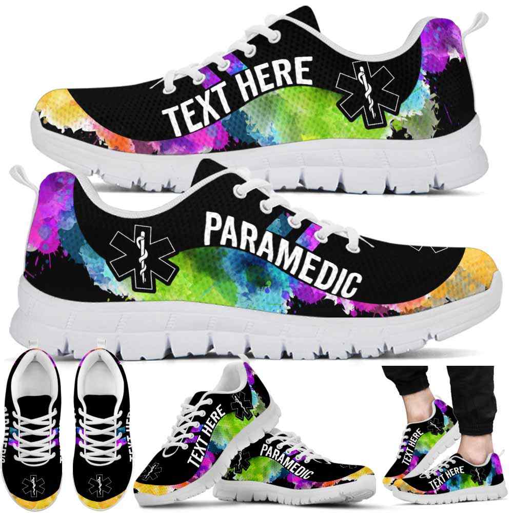 SS-U-Nurse-Watercolor01NaSportline9-Pardic-16@undefined-Paramedic Watercolor Sneakers Gym Running Shoes Gift Women Men. Custom Shoes.