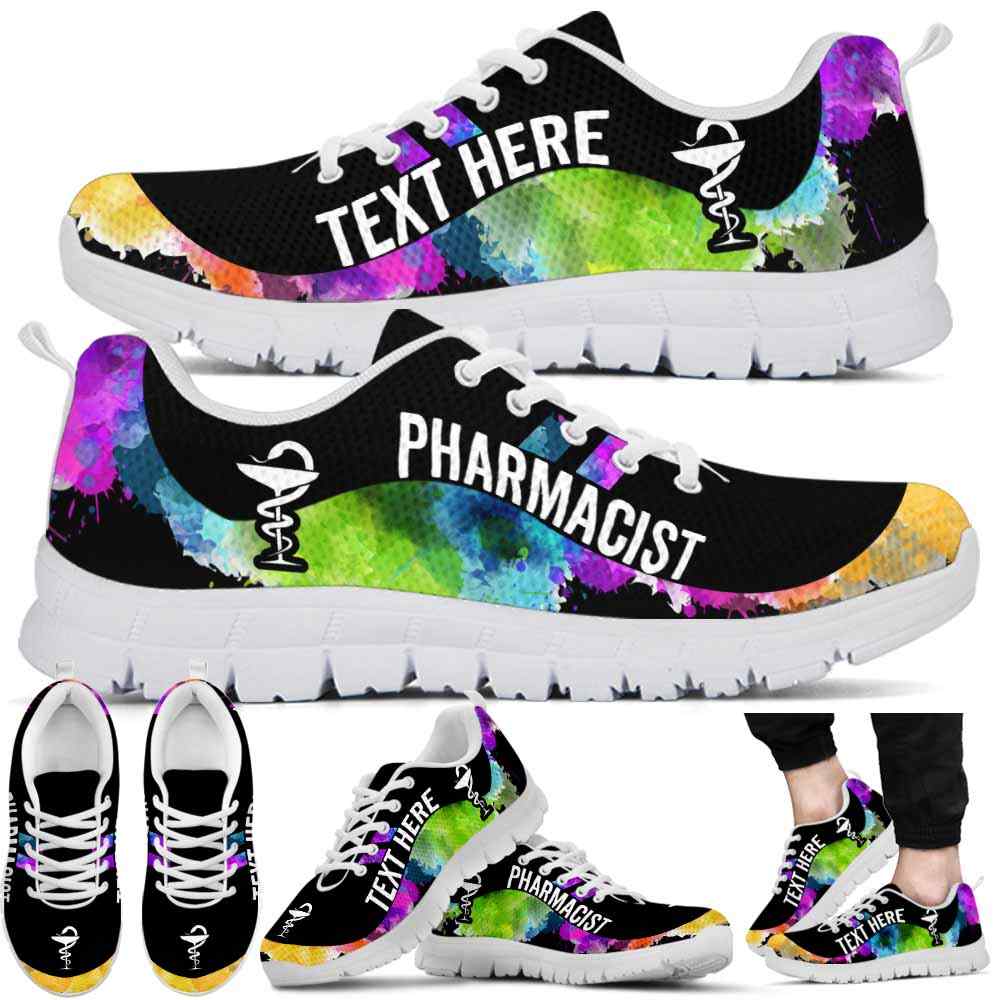 SS-U-Nurse-Watercolor01NaSportline9-Phacist-17@undefined-Pharmacist Watercolor Sneakers Gym Running Shoes Gift Women Men. Custom Shoes.