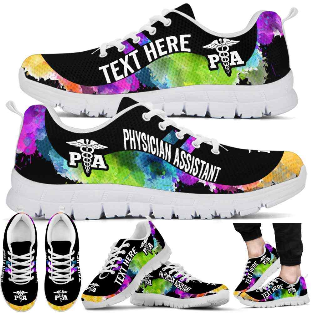 SS-U-Nurse-Watercolor01NaSportline9-PhyAss-21@undefined-Physician Assistant Watercolor Sneakers Gym Running Shoes Gift Women Men. Custom Shoes.