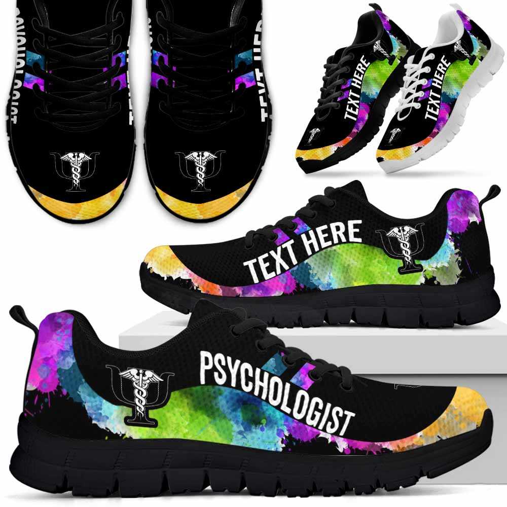SS-U-Nurse-Watercolor01NaSportline9-Psycho-23@undefined-Psychologist Watercolor Sneakers Gym Running Shoes Gift Women Men. Custom Shoes.