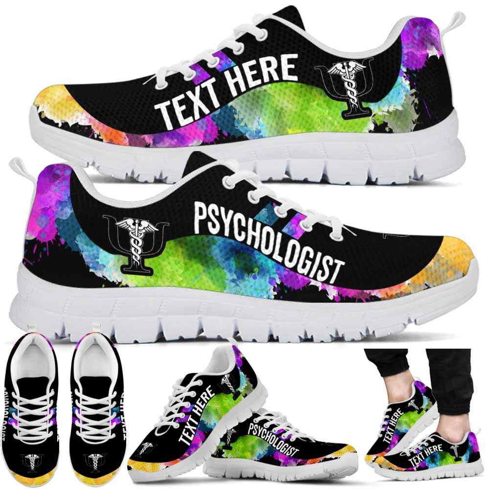 SS-U-Nurse-Watercolor01NaSportline9-Psycho-23@undefined-Psychologist Watercolor Sneakers Gym Running Shoes Gift Women Men. Custom Shoes.