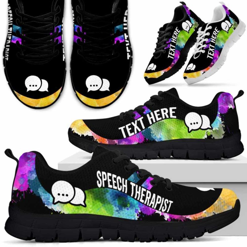 SS-U-Nurse-Watercolor01NaSportline9-SpThe-28@undefined-Speech Therapist Speech Language Pathologist Watercolor Sneakers Gym Running Shoes Gift Women Men. Custom Shoes.
