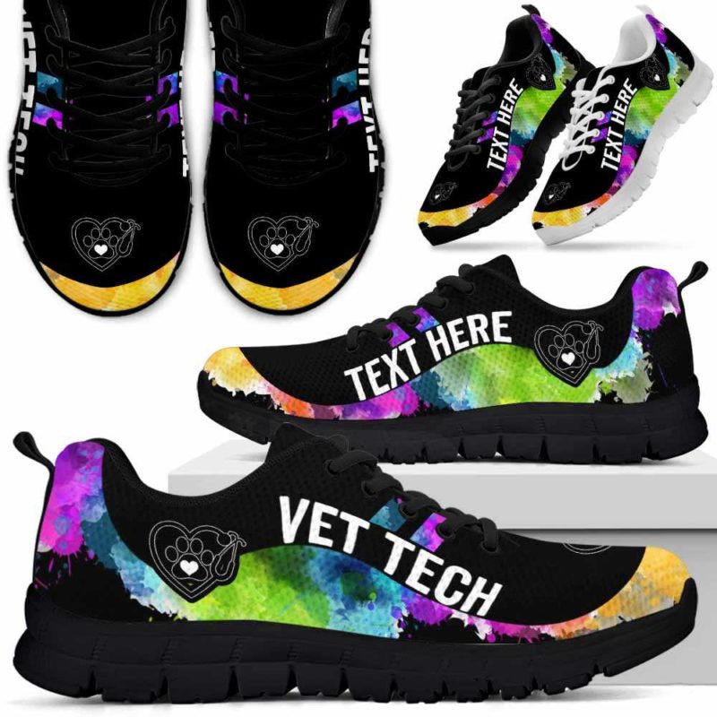SS-U-Nurse-Watercolor01NaSportline9-Vtec-31@undefined-Vet Tech Veterinary Technician Watercolor Sneakers Gym Running Shoes Gift Women Men. Custom Shoes.