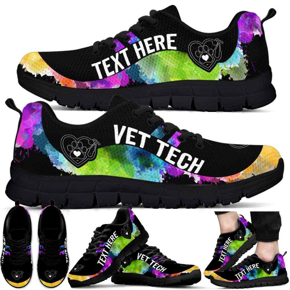 SS-U-Nurse-Watercolor01NaSportline9-Vtec-31@undefined-Vet Tech Veterinary Technician Watercolor Sneakers Gym Running Shoes Gift Women Men. Custom Shoes.