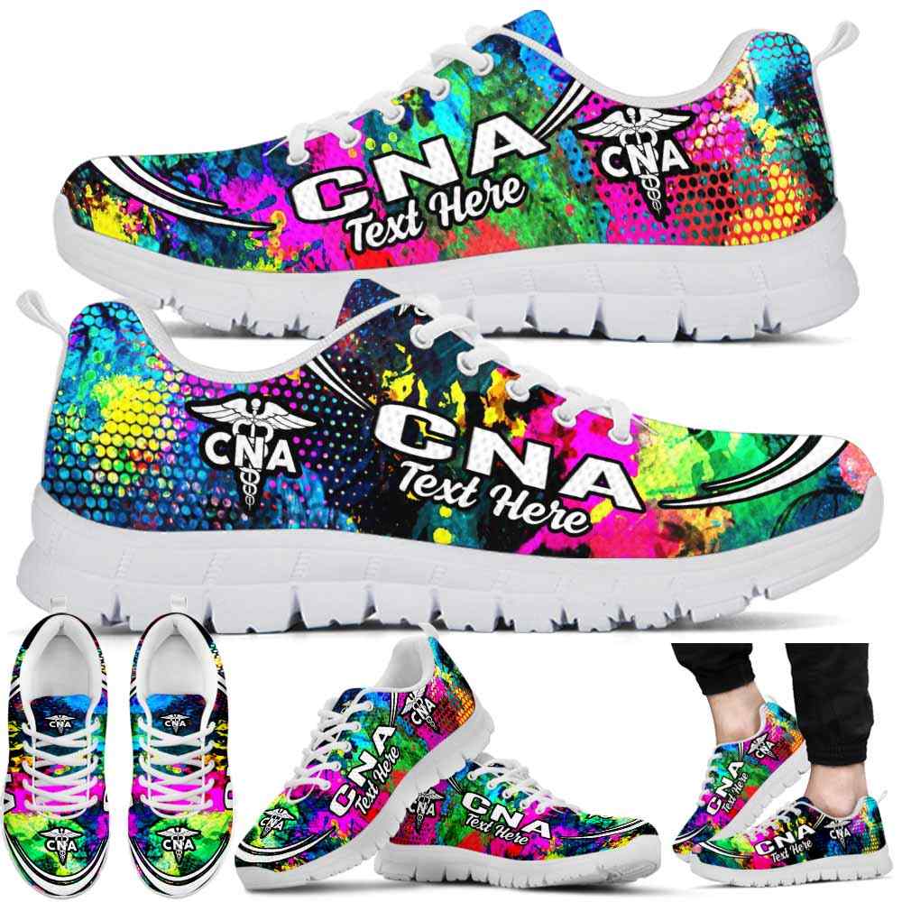 SS-U-Nurse-Watercolor02NaSportline10a-CNA-0@undefined-Cna Nursing Assistant Watercolor Sneakers Gym Running Shoes Gift Women Men. Custom Shoes.
