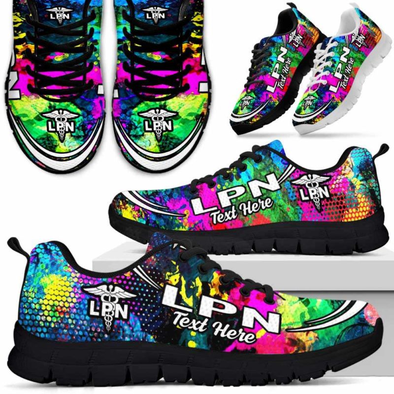 SS-U-Nurse-Watercolor02NaSportline10a-LPN-7@undefined-Lpn Licensed Practical Nurse Watercolor Sneakers Gym Running Shoes Gift Women Men. Custom Shoes.