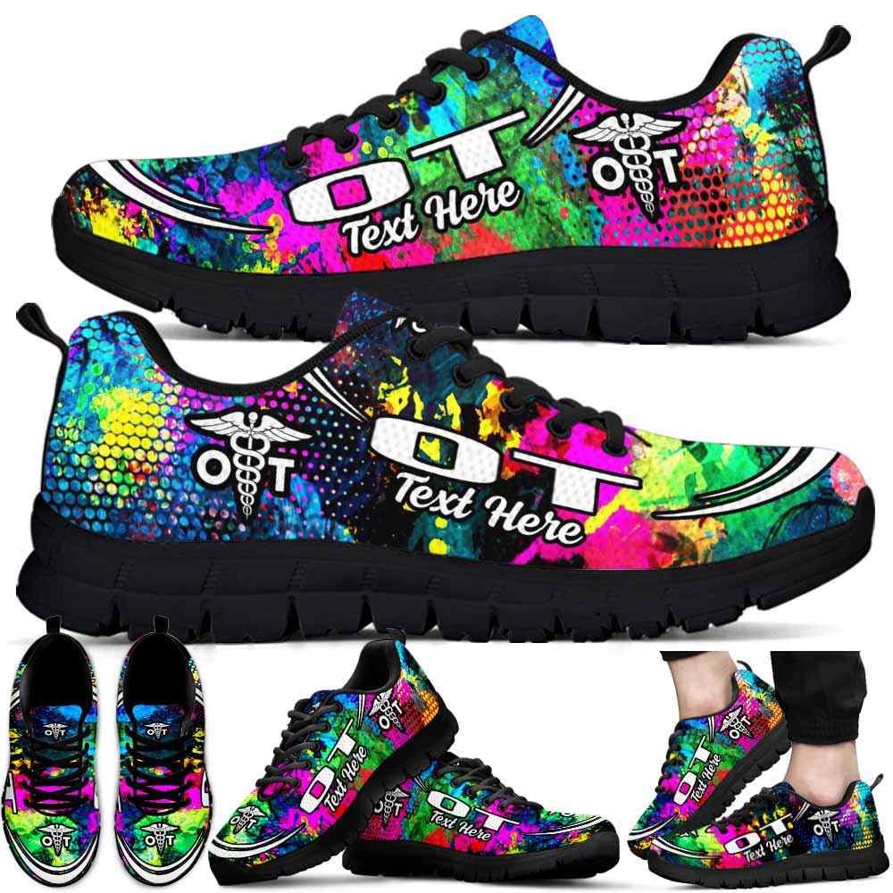 SS-U-Nurse-Watercolor02NaSportline10a-OT-15@undefined-Ot Occupational Therapist Watercolor Sneakers Gym Running Shoes Gift Women Men. Custom Shoes.