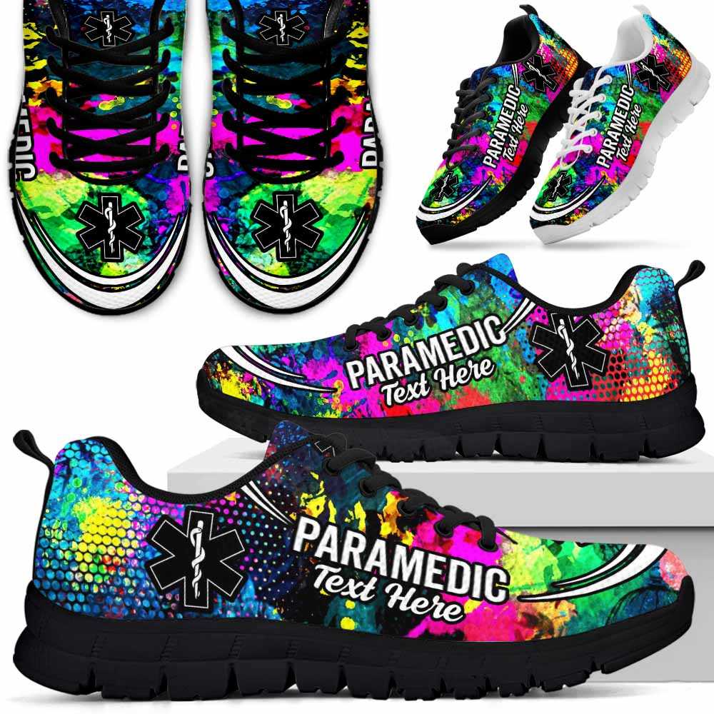 SS-U-Nurse-Watercolor02NaSportline10a-Pardic-16@undefined-Paramedic Watercolor Sneakers Gym Running Shoes Gift Women Men. Custom Shoes.