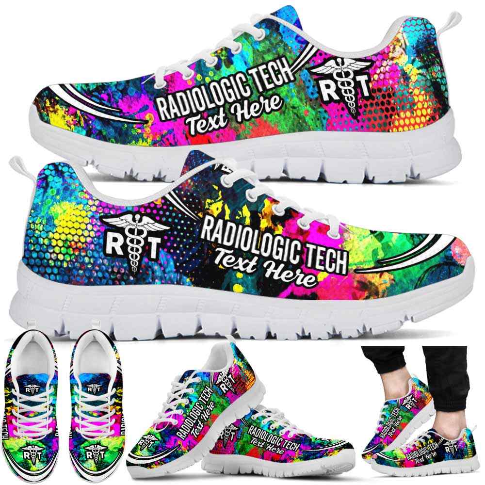 SS-U-Nurse-Watercolor02NaSportline10a-RadTec-25@undefined-Radiologic Tech Radiologic Technologist Watercolor Sneakers Gym Running Shoes Gift Women Men. Custom Shoes.