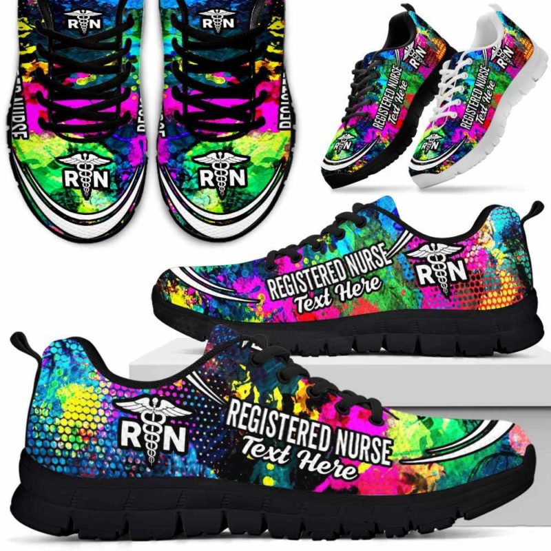 SS-U-Nurse-Watercolor02NaSportline10a-RegNur-26@undefined-Registered Nurse Watercolor Sneakers Gym Running Shoes Gift Women Men. Custom Shoes.