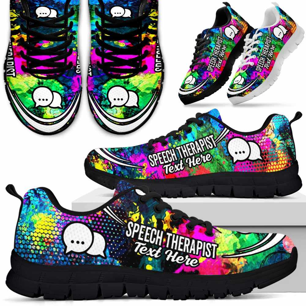 SS-U-Nurse-Watercolor02NaSportline10a-SpThe-28@undefined-Speech Therapist Speech Language Pathologist Watercolor Sneakers Gym Running Shoes Gift Women Men. Custom Shoes.