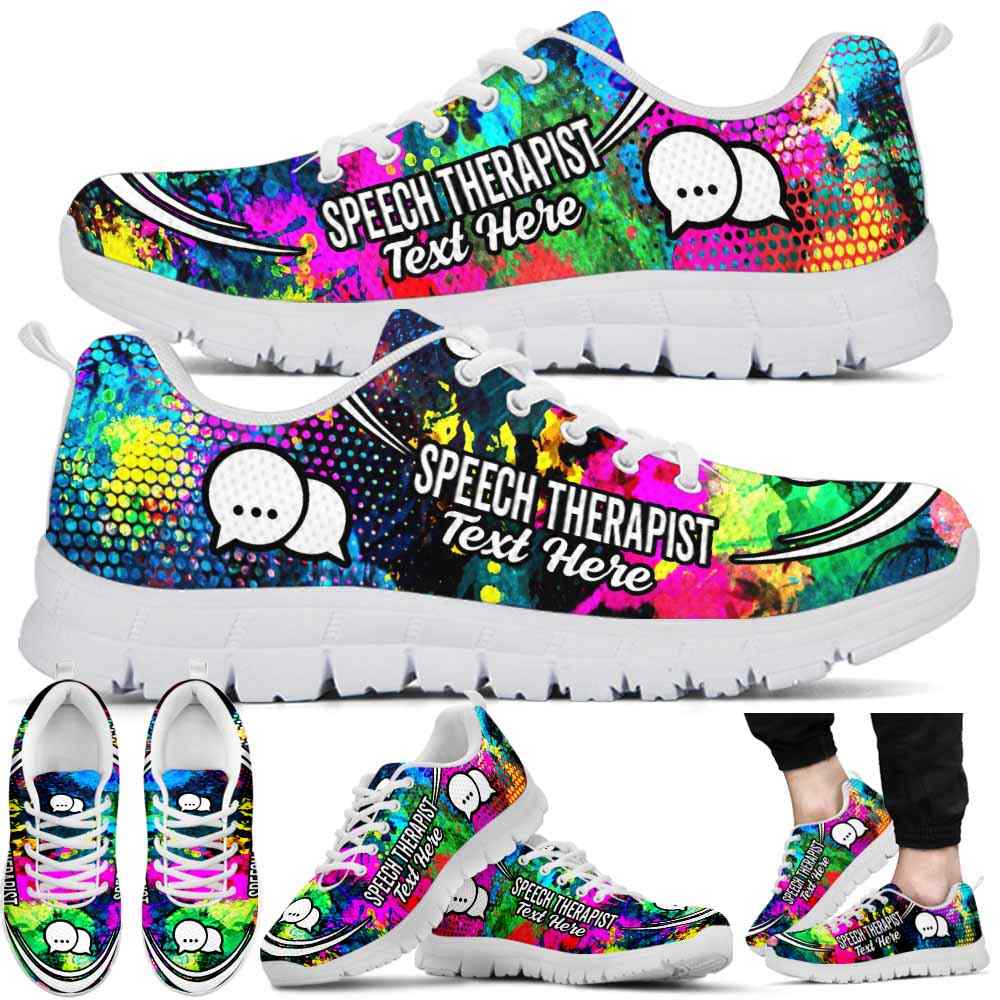 SS-U-Nurse-Watercolor02NaSportline10a-SpThe-28@undefined-Speech Therapist Speech Language Pathologist Watercolor Sneakers Gym Running Shoes Gift Women Men. Custom Shoes.
